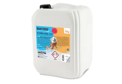 BAYZID pH Minus flüssig 10 kg - Effektiver pH Senker - Poolzubehör: pH Senker flüssig (14,9%) zur schnellen und sicheren Senkung des pH Werts, lagerstabil und kompatibel mit BAYZID Produkten.