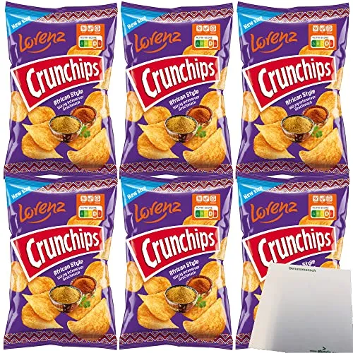 Produktbild Lorenz Chips Crunchips African Style Kartoffelchips 6er Pack (6x150g Packung) + usy Block