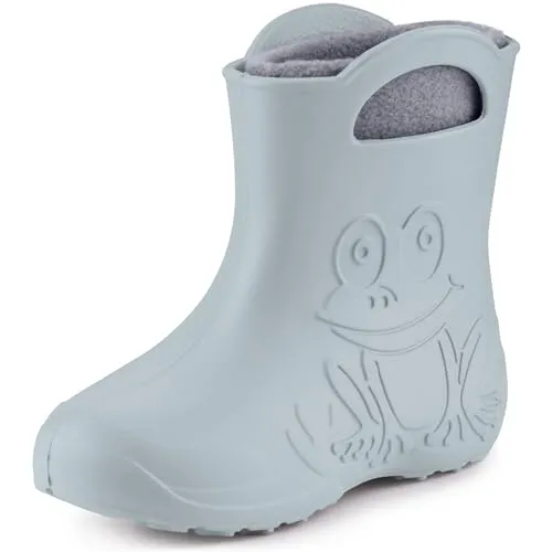 Ladeheid EVA Kinder Gummistiefel gefüttert LA-CA-03 (Grau, 24/25 EU) - Stiefel für Jungen, federleicht und mit rutschfester Sohle für sicheres Spielen bei jedem Wetter. Ideal für Herbst und Winter mit hervorragender Wärmeisolierung.
