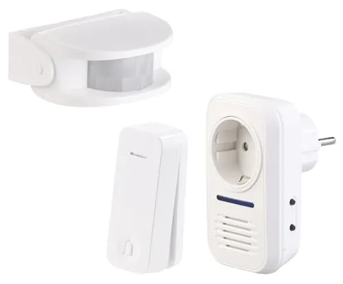 CASAcontrol Zubehör zu Türklingel Set: Steckdosen-Funkklingel-Set mit kinetischem Taster und Bewegungsmelder (Türklingel-Komplett-Set, Kabellose Klingel, Alarmanlage)