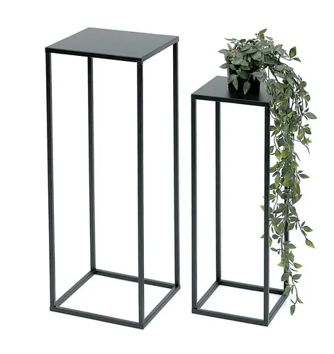 DanDiBo Blumenständer Metall Schwarz 2er Set - Modernes Blumenständer Set aus stabilem Metall, ideal für Pflanzen und als Beistelltisch. Fertig montiert, einfach aufstellen und genießen – maximale Belastung 30 kg.