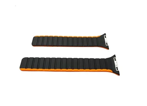 System-S Armband 38 40 41 mm aus Silikon flexibel magnetisch Kompatibel mit Apple Watch Smartwatch Schwarz Orange