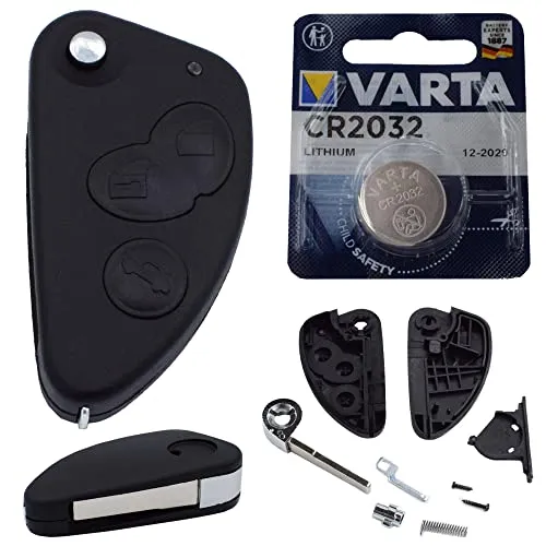 Alfa Romeo Klappschlüssel 3 Tasten Gehäuse 147 156 166 GT Autoschlüssel+Batterie