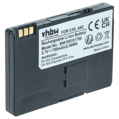 vhbw Akku kompatibel mit Siemens A51, A52, A55, A57, A58, A60, A62, A65, A70, A75, C55, C57, C58, C60, CL60, M55, MC60, S55, SC60 Telefon (700mAh)