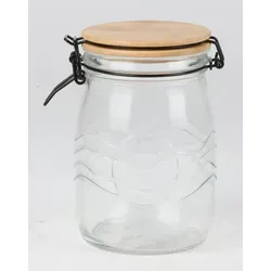 Drahtbügelgläser 1 L mit Bambusdeckel – 12er Set für stilvolle Vorratshaltung - Praktisches 12er Set hochwertiger Drahtbügelgläser mit Bambusdeckel – ideal für die dekorative Aufbewahrung von Lebensmitteln und Vorräten in modernen Küchen.