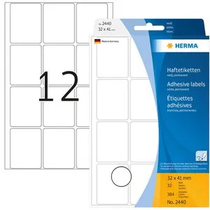 HERMA 2440 Vielzweck-Etiketten - 384 Stück, 32 x 41 mm, selbstklebend, ideal zum Kennzeichnen und Organisieren, umweltschonend und FSC-zertifiziert