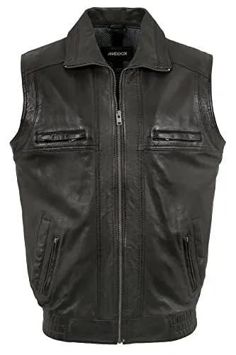 Maddox Herren Lederweste aus Lammnappa, Schwarz, Größe 50 in schwarz von Maddox