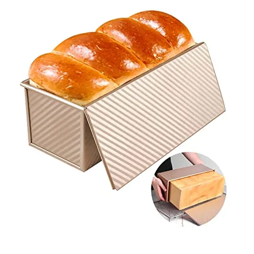 Brotbackform mit Deckel Toastbrot Backform Brotbackformen Toastbrotform Antihaft Brotform Kastenform mit Belüftungslöchern Kaiser Brot Toastform Pullman-Laib Pfanne für Brote Gebäck Kuchen 2.2lb-1000g