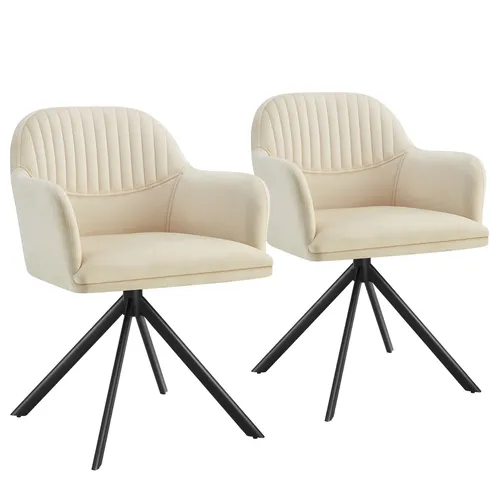 tectake Samt-Drehstuhl Lona 2er Set - Elegantes 2er Set Samt-Drehstühle für ultimativen Komfort und Stil. Mit 360° Drehfunktion und stabilen Stahlbeinen, perfekt für gemütliche Abende im Esszimmer oder Wohnzimmer.
