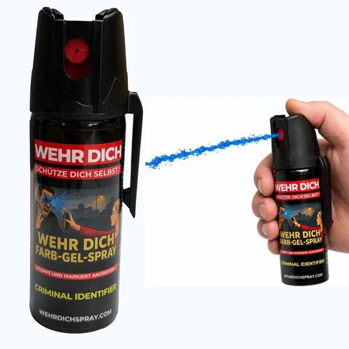 Wehr Dich Farbgel, Criminal Identifier Farbmarkierung, Abwehrspray 50ml – Effektiver Schutz für Unterwegs