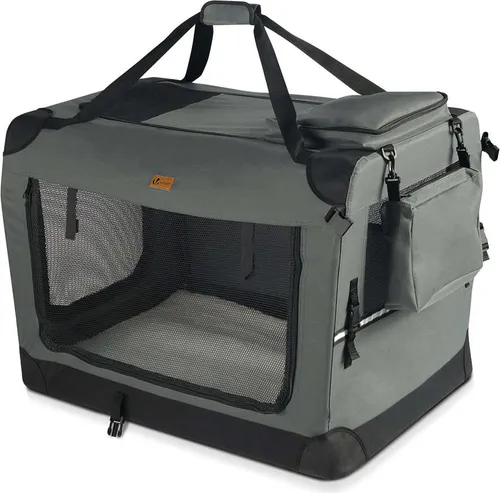 VOUNOT® Faltbare Hundebox für Hunde & Katzen 70x52x52 cm Grau