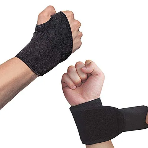 Hually Handgelenk Bandagen, (2er-Set) Verstellbare Handgelenkstütze mit Klettverschluss, Daumenbandage, Atmungsaktivem Handgelenk-Wickelband Bietet Handunterstützung für Fitness, Gewichtheben, Schwarz