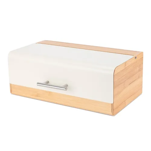 EliteHoff Brotkasten aus Bambus und Metall - Eleganter Brotkasten aus Bambus mit hochklappbarem Metalldeckel, ideal für eine hygienische und stilvolle Brotaufbewahrung. Mit antibakteriellen Eigenschaften für längere Frische.
