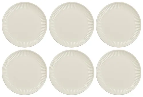 6er Set Frühstücksteller MYNTE Butter Cream - Landhausstil Frühstücksteller aus Steingut, ofen-, spülmaschinen-, mikrowellen- und gefrierschrankgeeignet, ideal für ein stilvolles Frühstück.