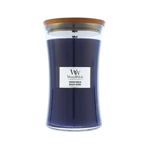 WoodWick Duftkerze Ellipse Hinoki Dahlia 609 g - Kerzen: Erleben Sie den komplexen Herbstduft mit floralen Noten und warmen Holz-Aromen. Die Ellipsenform sorgt für gleichmäßige Duftabgabe und der Holzdocht knistert wie ein Kaminfeuer.