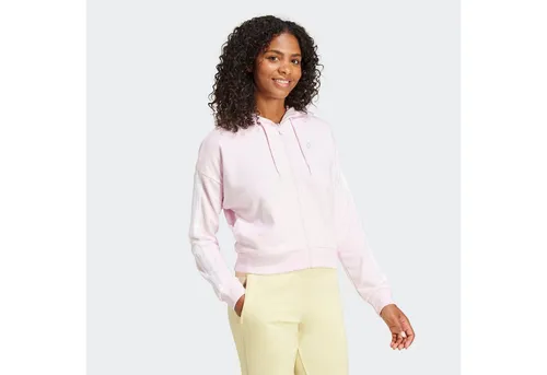 adidas Sportswear Kapuzensweatshirt W 3S FT FZ HD - Sportliches Sweatshirt in Clear Pink/White, ideal für das Laufen, aus weichem Baumwollmix für hohen Tragekomfort und Maschinenwaschbar.