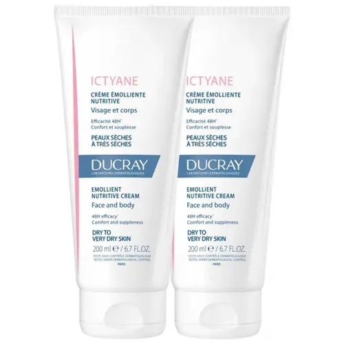 Ducray Ictyane Nährende Rückfettende Gesichts- und Körpercreme Pack von 2 x 200