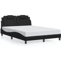 Bettgestell mit Kopfteil Schwarz 140x190 cm - Elegantes Bettgestell aus langlebigem Kunstleder für erholsamen Schlaf und moderne Einrichtung. Inklusive weichem Kopfteil für optimalen Komfort beim Sitzen.