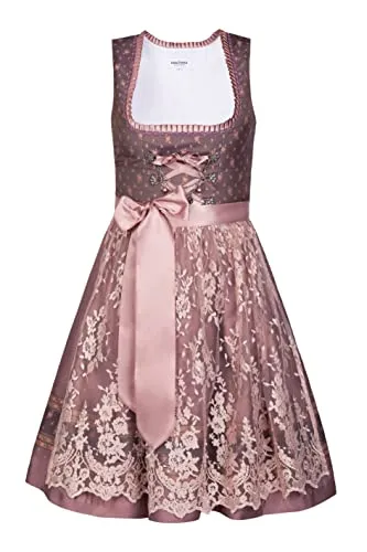 Edelnice Dirndl Madeleine - Elegantes Dirndl in zartem Rosé, aus 100% Polyester Mikrofaser für hohen Tragekomfort. Ideal für festliche Anlässe und traditionelle Feiern.