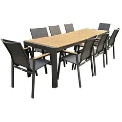 TEICO GROUP Sitzgruppe Terassenmöbel Alu/WPC 9-tlg. Gartengarnitur - Essgruppen für stilvolle Außenbereiche: Dieses wetterfeste 9-tlg. Set bietet Platz für bis zu acht Personen und vereint elegantes Design mit robusten Materialien für langanhaltenden Komfort.