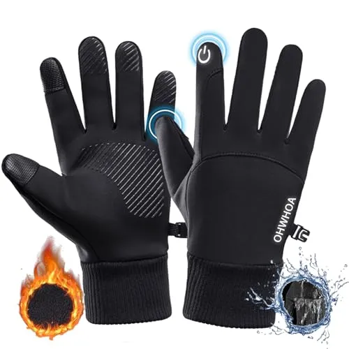 OHWHOA Winterhandschuhe Motorrad Fahrrad Handschuhe wasserdichte rutschfeste Winddichte Touchscreen Handschuhe Herren Damen Winter Laufen Snowboard Klettern Wandern