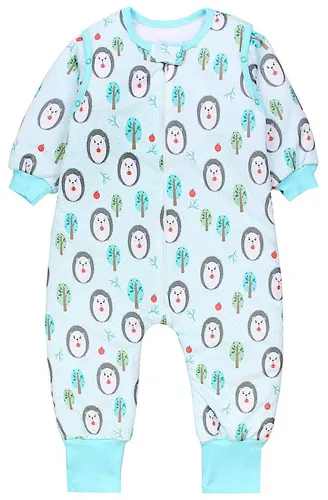 TupTam Babyschlafsack mit Beinen und Ärmeln 2.5 TOG grau-grün 68-74 - Bequemer Babyschlafsack aus 100% Baumwolle mit Füllung für optimale Wärme. Ideal für unruhige Nächte und sicheres Schlafen in der Größe 68-74.