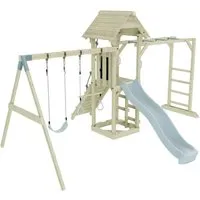 OutdoorToys Spielturm - Schaukelspielzeug aus Holz, ideal für den Garten, geeignet für Kinder ab 3 Jahren, bietet stundenlangen Spielspaß und fördert die motorischen Fähigkeiten.