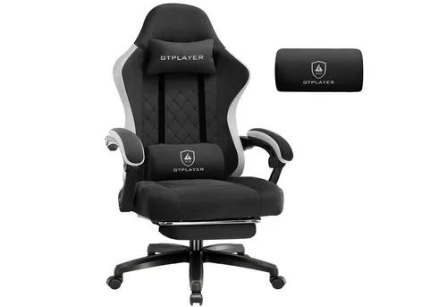 GTPLAYER Gaming-Stuhl Gaming Stuhl Stoff, Gaming Sessel mit Taschenfederkissen, Drehstuhl, Gamer Stuhl mit Fußstütze150 kg