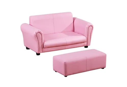 HOMCOM Kindersofa Holz, PVC, Schaumstoff - Kindersitzmöbel mit modernem Design in Weiß, stabiler Holzrahmen und pflegeleichtem Kunstlederbezug – ideal für lebhafte Kinder!