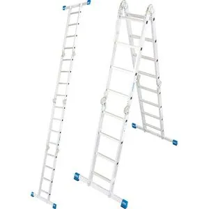 Krause Gelenkleiter Stabilo 123503, 4,7m - Leiter für bis zu 150 kg, als Anlege- & Stehleiter nutzbar. Mit 16 rutschhemmenden Sprossen und 10 Jahren Garantie. Kompakt zusammenfaltbar für einfachen Transport.