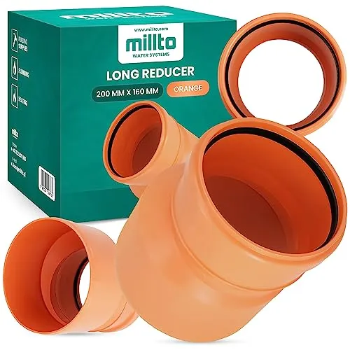 Millto™ Reduzierstück 200x160 mm Orange Rohrreduzierung Reduziermuffe Reduzierung Abwasserrohrreduzierstück Wasserleitungsadapter Abwassersysteme PP Rohrverbinder Rohrverschraubung Reduktion
