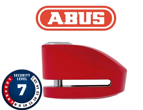 Abus 277 Bremsscheibenschloss in Rot - Motorradschloss mit hoher Sicherheit, kompakt und ideal für den Schutz Ihres Motorrads unterwegs.