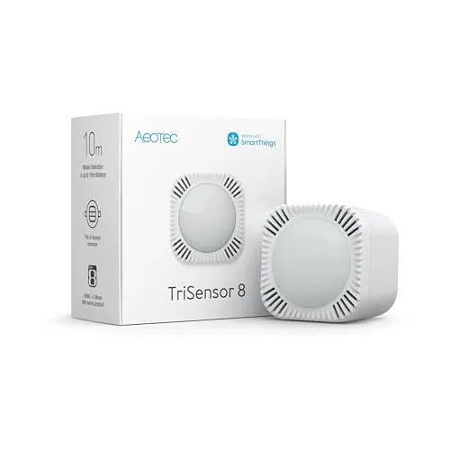 Aeotec TriSensor 8 - Intelligenter Bewegungsmelder - Bewegungsmelder mit Z-Wave 800 Serie, integriertem Temperatur- und Lichtsensor für optimale Smart Home Sicherheit und Komfort.