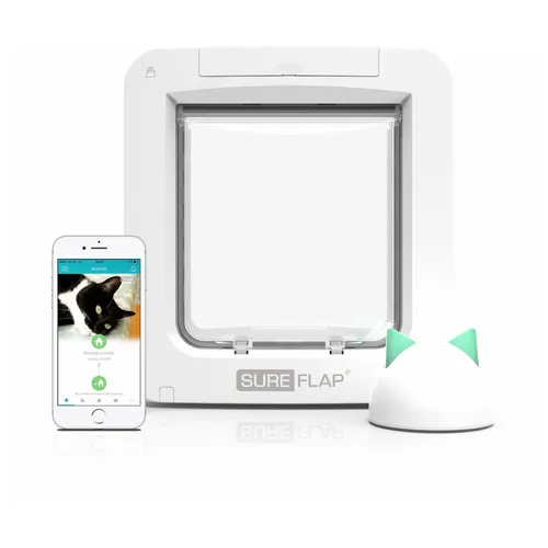 SureFlap Haustierklappe Connect mit Hub - Mikrochip Haustierklappe für Katzen & kleine Hunde, app-gesteuert für maximale Kontrolle. Verhindert Eindringen fremder Tiere und bietet Sicherheit, egal wo Sie sind.