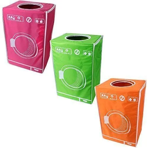 teprovo 3er Set bunt faltbarer Wäschekorb Wäschesammler Dreckwäsche Schmutzwäschebehälter 50 L orange grün pink