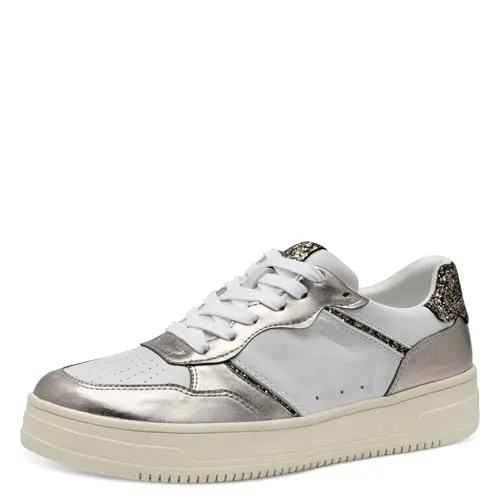 Tamaris Sneaker Low Beige - Damen-Sneaker mit herausnehmbarem Fußbett, ideal für Einlagen, und flexibler, rutschhemmender Laufsohle für hohen Tragekomfort.