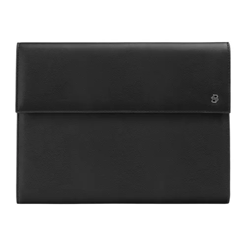 Hugo Boss A4 Schreibmappe Double B Black & Gun - Elegante A4 Schreibmappe in Schwarz und Gunmetal, aus strapazierfähigem Polyurethan gefertigt. Ideal für die professionelle Organisation von Unterlagen, mit praktischem Design und hoher Qualität.