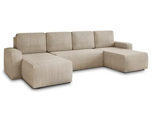 Wohnlandschaft Roma - U-Form Couch mit Schlaffunktion - Sofas & Couches, schickes Schlafsofa mit Bettkasten und großzügiger Schlaffläche (268x125 cm) für flexiblen Einsatz und hohen Komfort.