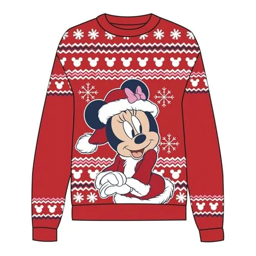 CERDÁ Life's Little Moments | Minnie Mouse Weihnachtsstrickpullover - Festlicher Minnie Mouse Pullover aus weichem Material, ideal für Weihnachtsfeiern. Unisex Design, perfekt für alle Disney-Fans und ein tolles Geschenk für die Feiertage.