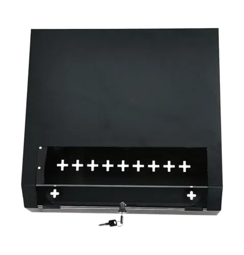 DSIT 5HE Netzwerkschrank flach 140 mm tief - Schwarz - Platzsparender und abschließbarer Patch-Schrank für vertikale Montage. Ideal für Switches und Kabelmanagement. Maße: 500x475x140 mm (BxTxH), maximale Einbautiefe: 230 mm.