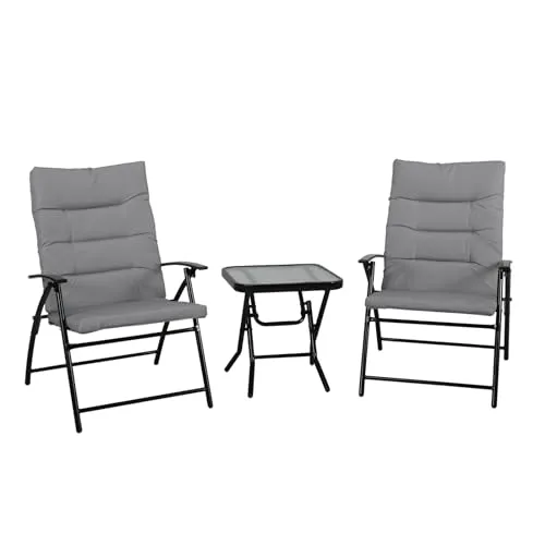 SVITA Balkonset VENTURA 3-teilig - Platzsparendes Balkonmöbel-Set mit 2 gepolsterten Klappstühlen und einem Klapptisch - ideal für kleine Balkone und Camping, bequem und leicht zu reinigen.