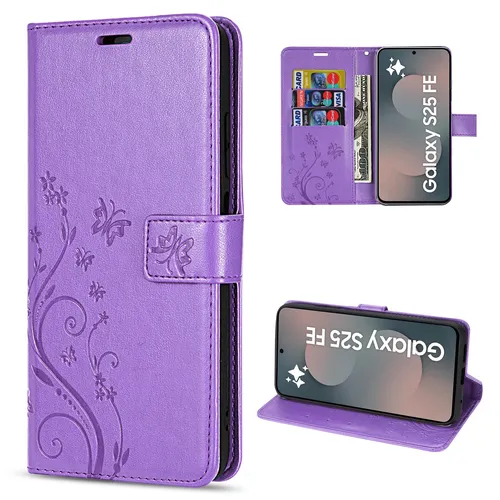 Handy Tasche für Samsung Galaxy S25 FE Handyhülle Klapphülle Wallet Case Lila