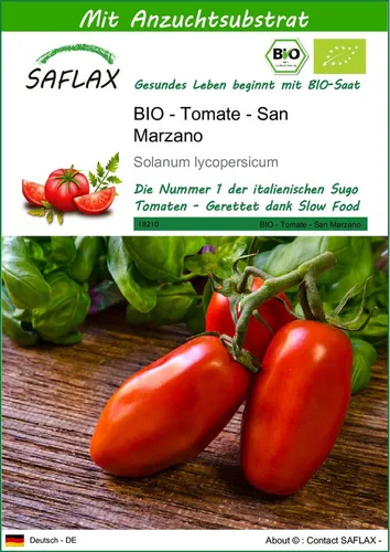 SAFLAX Gemüsesamen SAFLAX - Samen und Substrat - BIO - Tomate - San Marzano
