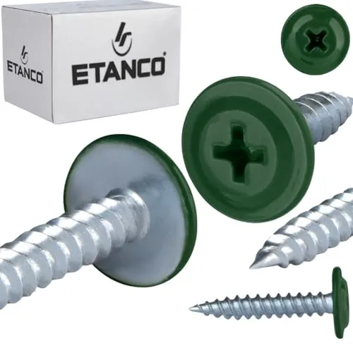 ETANCO GM-S selbstschneidende Blechschrauben Flachkopf 4,2 x 19 mm (RAL 6020 Chromoxidgrün)