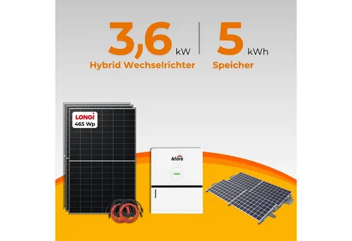 3600W Solar-Inselanlage mit 5kW Stromspeicher - Autarkes Komplettset für netzunabhängige Stromversorgung, ideal für Garten, Ferienhaus oder Camping. Mit 10 bifazialen 450Wp Modulen und einfachem Aufbau.