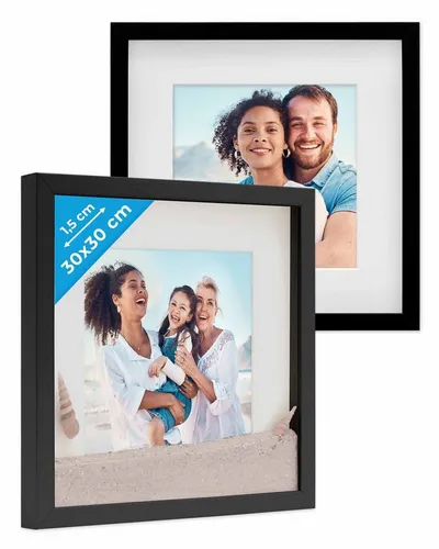 PHOTOLINI Bilderrahmen 2er Set 3D-Rahmen mit Passepartout / für Objekte bis 1,5 cm Tiefe
