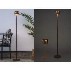 SET Akku Stehlampe 120cm & Tischleuchte 36cm – Kabellos in Rostoptik - Tragbare Akku-Leuchten für drinnen und draußen! Mit USB-Ladestation, bis zu 9 Stunden Lichtgenuss und dimmbaren Helligkeitsstufen. Ideal für stimmungsvolle Abende auf Terrasse oder Balkon.
