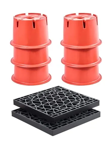 VEVOR 6 Anhänger-Stützblöcke (203,2 mm Höhe, 908 kg belastbar) + 2 Anhängerheberpads, 8-teiliges Hochleistungs-Nivellierungsset für Wohnmobile der 5. Klasse mit Klimaanlage