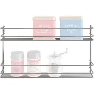 Metaltex Gewürzregal Pepito 364632039, silber, mit 2 Etagen, hängend, aus Metall, Polytherm-beschichtet, 36 x 19 x 8cm