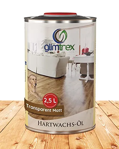 glimtrex® Hartwachsöl matt (2,5l) - nachhaltiges Hartwachsöl farblos für Holz schützt und pflegt – Holzöl innen anwendbar als Arbeitsplattenöl, Parkettpflege und Öl für Holztisch